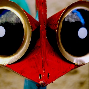 Tête d'oiseau en métal en très gros plan - France  - collection de photos clin d'oeil, catégorie clindoeil